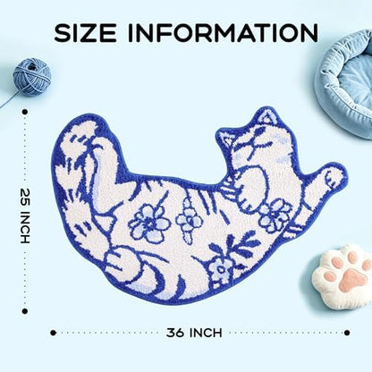 TRUEDAYS Cute Cat Bath Mat, Funny Bathroom Rugs for Cat Lovers