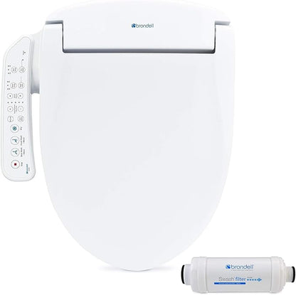 Brondell SE400-EW & SWF44 Bundle - Electric Bidet Toilet Seat for Elongated Seats with Premium Carbon Water Filtration System for Elongated Toilets