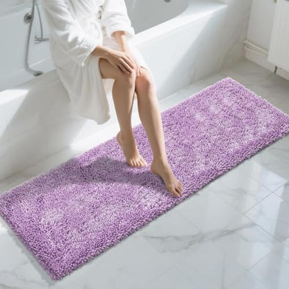 Yimobra Long Bathroom Rugs Runner 70x24 Inch, Extra Thick Soft Absorbent Chenille Bath Mat, Non Slip Machine Washable, Quick Dry Bath Rugs for Bathroom Floor, Tub and Shower, Lilac