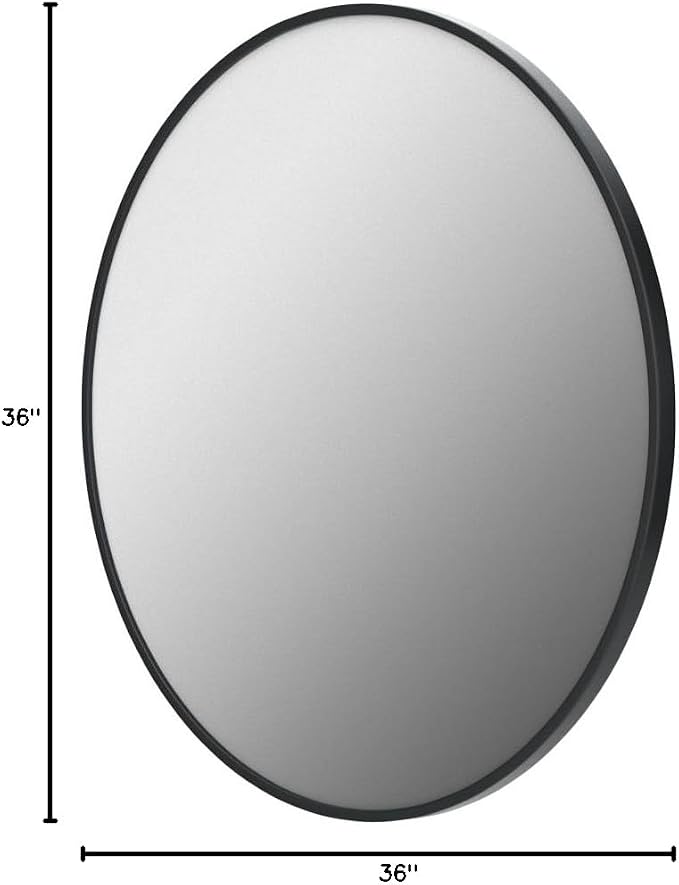 Antok 36 Inch Round Mirror for Wall, Round Bathroom Mirror, Circle Wall Mirrors with Black Metal Frame, Circle Mirrors Suitable for Wall, Bathroom, Vanity, Living Room, Entryway