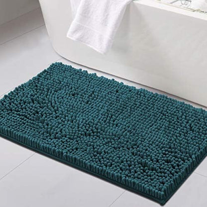 H.VERSAILTEX Bathroom Rugs Bath Mats Non Slip Chenille Bathroom Rug Mat 20x32 Extra Soft and Absorbent Shaggy Rugs Washable Dry Fast Plush Area Carpet Mats for Bath Room, Tub - Dark Teal