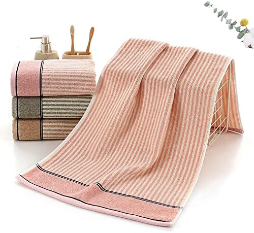 Pidada Hand Towels Set of 2 100% Cotton Striped Pattern Absorbent Soft Decorative Towel for Bathroom (Pink)