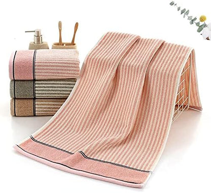 Pidada Hand Towels Set of 2 100% Cotton Striped Pattern Absorbent Soft Decorative Towel for Bathroom (Pink)