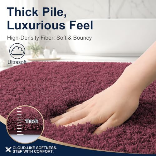 OLANLY Microfiber Bathroom Runner Rugs 47x24, Ultra Soft Bath Mat, Burgundy