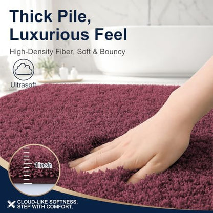 OLANLY Microfiber Bathroom Rugs 34x21, Soft Absorbent Bath Mat, Burgundy