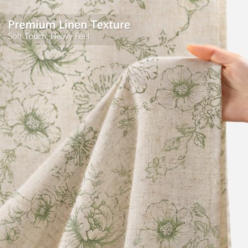 Farmhouse Floral Vintage Shower Curtain for Bathroom,Sage Green and Tan