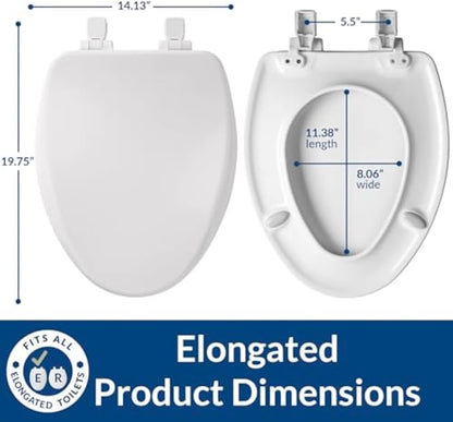 Bemis Alesio II Slow Close Toilet Seat, Easy Clean Hinges and Adjustable Perfect Fit Wood Seat, Made in USA, Elongated, Biscuit