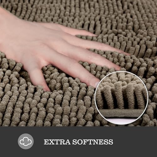 Yeaban Chenille Taupe Bathroom Runner Rug 17"x47"