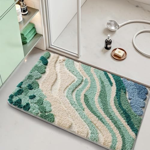 LUMI Beach Bathroom Rug 24x36, Soft Absorbent Bath Mat, Non Slip