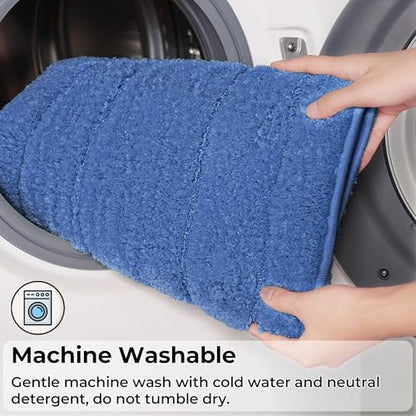 GRANNY SAYS Blue Bathroom Rugs Set 2 Piece, Non Slip Microfiber Bath Mats