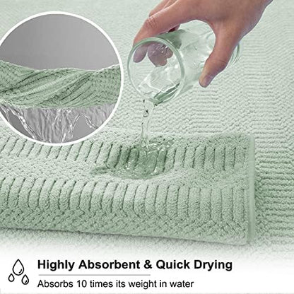 8 Pcs Green Oversized Bath Towel Set-2 Extra Large Bath Sheets,2 Hand Towels,4 Washcloths Soft Bathroom Towels Highly Absorbent Quick Dry Beach Chair Towels Woven Towels for Hotel and Spa