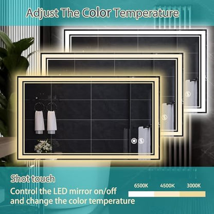 40x28 Bathroom Mirror, LED Mirror for Bathroom, Fogless