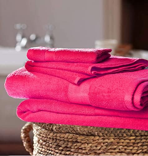 BOUTIQUO 8 Piece Towel Set 100% Ring Spun Cotton, 2 Bath Towels 27X54, 2 Hand Towels 16X28 and 4 Washcloths 13X13 - Ultra Soft Highly Absorbent Machine Washable Hotel Spa Quality - Hot Pink