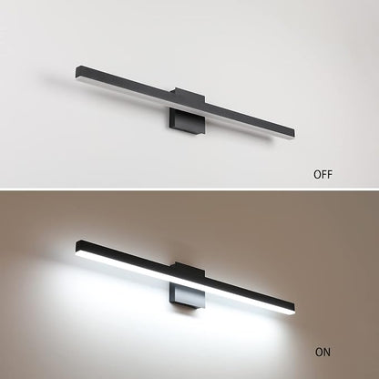 Joossnwell 35.4 inch Black Vanity Light Fixtures Industrial Bathroom Lighting Aluminum LED Sconce Lights for Over Mirror 22W 6000K