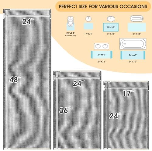 IM HOME Waffle Bath Mat Set 3 Piece Darkgrey & Cream,Woven Modern Bath Rug Mats, Absorbent Non Slip Bath Floor Mat, Soft Washable Boho Bath Rugs with Tassels for Bathroom, Bedroom, Kitchen, Tub