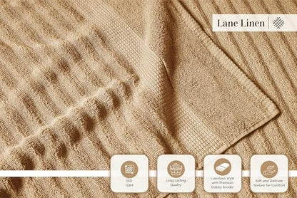 LANE LINEN Towel Set 6 Piece Soft Absorbent Quick Dry 100% Cotton - Taupe