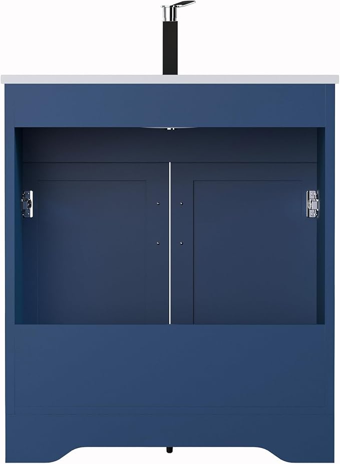 30 Inch Bathroom Vanity, Wooden Double Door Bathroom Sink Storage Cabinet, Freestanding Modern Bathroom Vanity Without Sink (Blue No Sink, 30")