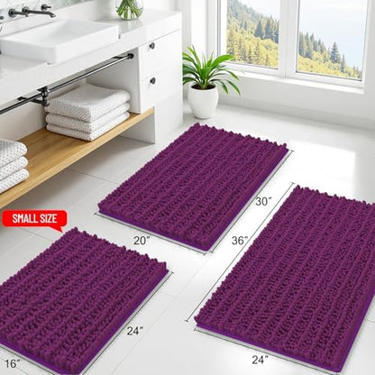 Smiry Bathroom Rugs 24X16, Extra Soft Rubber Backing Chenille Bath Mats
