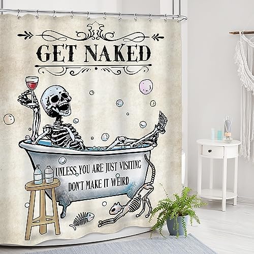 Skull Skeleton Gothic Spooky Bone Retro Bathroom Shower Curtain Set