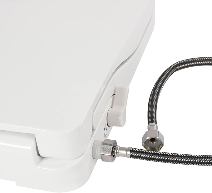 Non Electric D Shape Bidet Toilet Seat Cover with Self Cleaning Dual Nozzles System Easy Installation for WC (White)