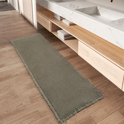 Upgraded Waffle Bath Mat Runner Absorbent Non Slip Bathroom Mat, 2' x 5'