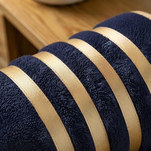 6-PCS Coral Fleece Microfiber Towel Set with Gold Stripes, Super Absorbent, Multiple Colors Available for Home, Bathroom, Hotel & Gym (6, Dark Gray)