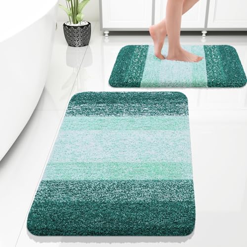 OLANLY Micorfiber Bathroom Rug Set 2 Piece, 30"x20"+24"x16"