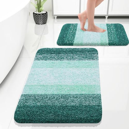 OLANLY Micorfiber Bathroom Rug Set 2 Piece, 30"x20"+24"x16"