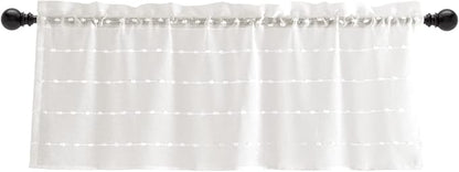 Lush Decor Farmhouse Textured Sheer Window Curtain Valance, 52"W x18"L, White