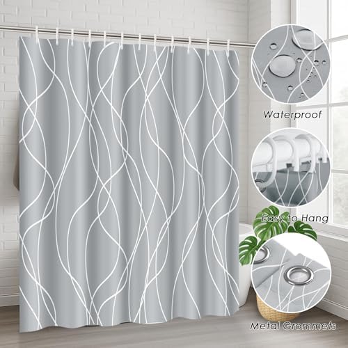 Bathroom Sets with Shower Curtain and Rugs 4 Pcs, Abstract Modern
