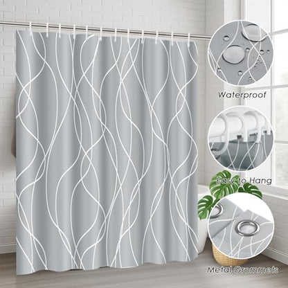 Bathroom Sets with Shower Curtain and Rugs 4 Pcs, Abstract Modern