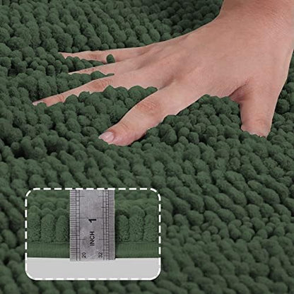 Turquoize Luxury Chenille Bath Rug for Bathroom Rugs Extra Absorbent Bath Mat Non Slip Microfiber Shower Rug for Bathroom Microfiber Shaggy Carpet Rug Size, 17"x 24", Bronze Green