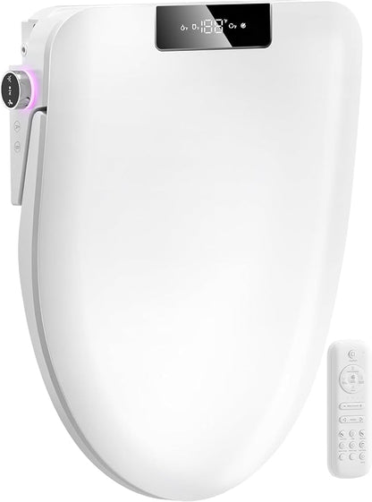 LOUPUSUO Electric Bidet Toilet Seat with Instant Warm Water Elongated | Heated Toilet Seat with Soft Closed Lid,Multiple Cleaning Modes,Warm Air Dryer,Soft Closed Lid, Saved User Settings