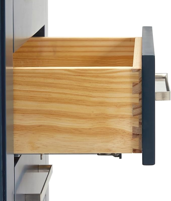 Olivia 48" Midnight Blue Bathroom Vanity with Sink, 1.5" Italian Carrara Marble Countertop, Rectangular Undermount Sink, 2 Soft Closing Doors, 6 Dovetail Drawers, Brushed Nickel