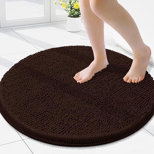 Smiry Round Bathroom Rugs 24X24, Chenille Extra Soft Absorbent Bath Mat