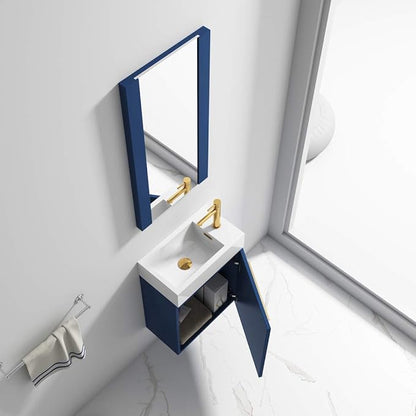 Blossom 18 Inch Navy Blue Small Bathroom Vanity with Sink, Narrow Bathroom Vanity