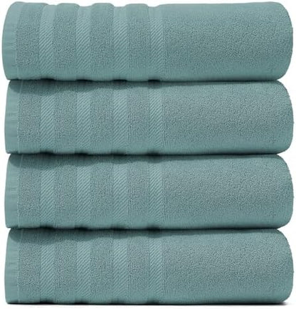 Hearth & Harbor Bath Towels for Bathroom - 100% Ring Spun Cotton Luxury Bathroom Towels - Soft & Highly Absorbent 4 Bath Towels, Teal