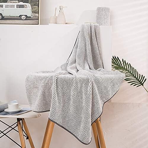 2 Pack Striped Microfiber Bath Towels, 27 x 55 Inches Large Quick Dry Absorbent Shower Towel Set, Minimalist Thin Stripe Soft Lightweight Decorative Linen for Bathroom Spa Gym Beach Travel