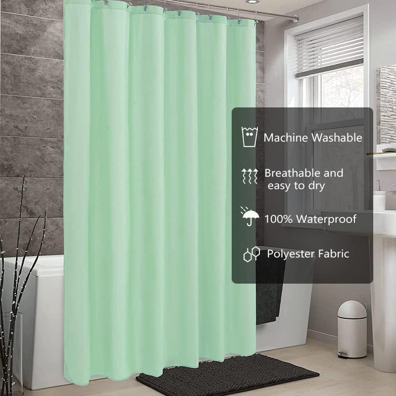 LLSCL Green Fabric Shower Curtain Liner with Magnets, Waterproof Hotel Quality, 72 x 72 Machine Washable