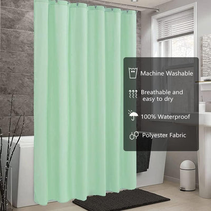 LLSCL Green Fabric Shower Curtain Liner with Magnets, Waterproof Hotel Quality, 72 x 72 Machine Washable