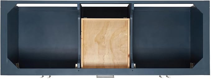 ARIEL Magnolia 60-inch Bathroom Vanity with Sink,Solid Wood, 1.5-inch Carrara White Quartz Countertop, Double Rectangular Porcelain Sink, 4 Soft Closing Doors, 3 Dovetail Drawers, Midnight Blue