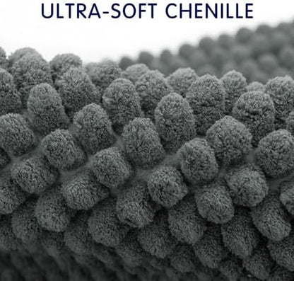 SUBRTEX Bathroom Rugs, 24" x 55" Chenille Bath Rug Soft Short Plush Bath Mat Soft Shower Mat Water Absorbent Shower Mat Quick Dry Machine Washable, Gray