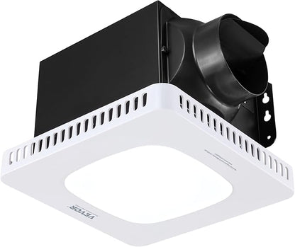VEVOR Bathroom Exhaust Fan with LED Light, 110 CFM Bathroom Vent Three Gear Color Temp, 1.5 Sones Low-Noise, Premium AC Motor Ceiling Fan for Laundry Room, Storage Room, Home Ventilation, White