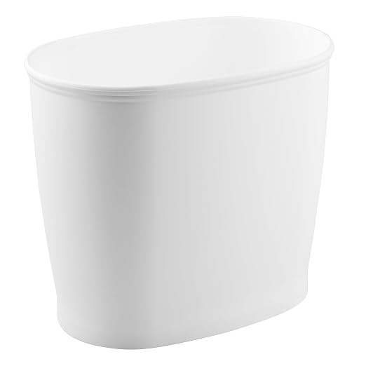 iDesign Slim Plastic Bathroom Trash Can, White | Small Size, For Bedroom, Office, Desk, Dorm