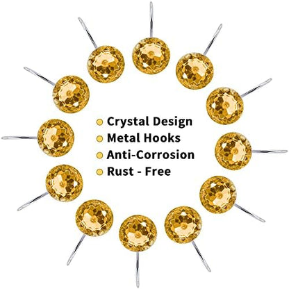Gold Diamond Crystal Bling Shower Curtain Hooks Rings for Bathroom,12PCS