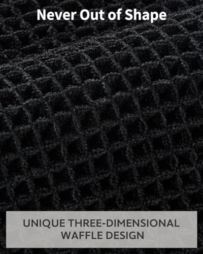 tchdio Waffle Bath Mat Rug, Super Absorbent Non Slip Bath Mats Ultra Soft Bathmat Machine Washable Bathroom Rugs with Tassels, Bath Rugs for Bathroom Floor Beside Tub, 24" x 36", Black