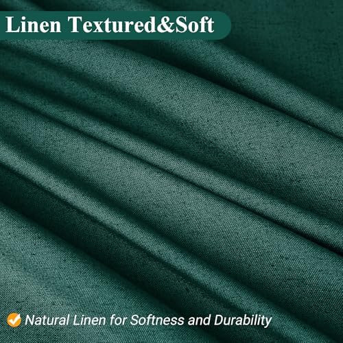 Naturoom Linen Shower Curtain 96 Inch Long for Bathroom Dark Green 1 Panel