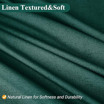 Naturoom Linen Shower Curtain 96 Inch Long for Bathroom Dark Green 1 Panel