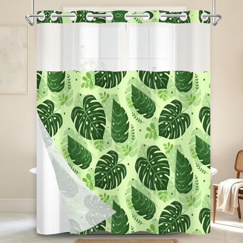 No Hook Shower Curtain with Snap in Liner 71x74 Inch