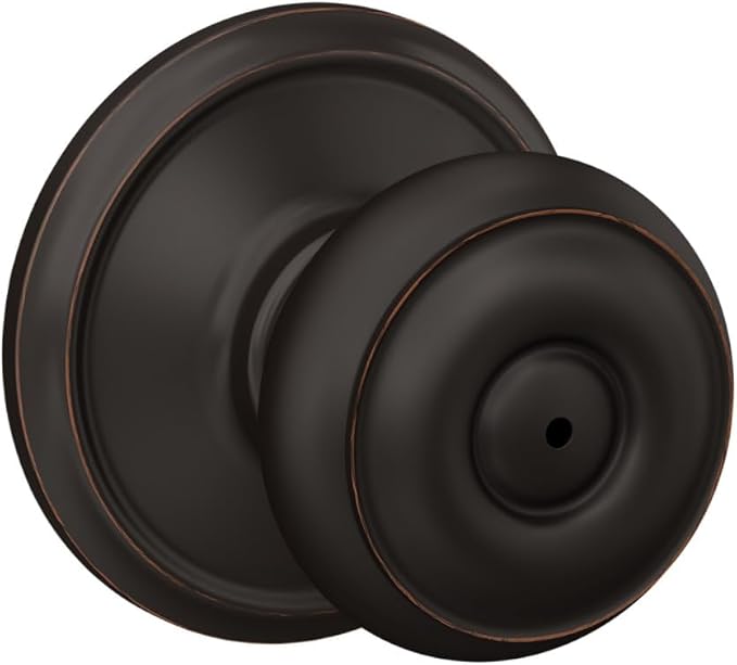 Schlage F40 GEO 716 Georgian Door Knob, Bed & Bath Privacy Lock, Aged Bronze